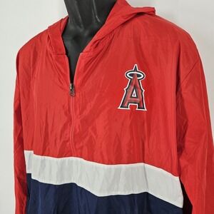 Anaheim Angels Men's Size XL Tri-Color 1/4 Zip Pullover Windbreaker Jacket MLB